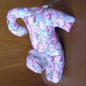 Vintage Stuffed Floral Potpourri Cat, Tulip Design. Pink Blue Purple Green White